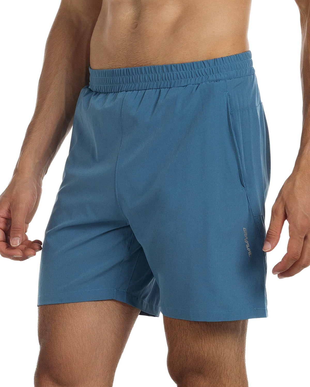 Running Shorts 6" Quick Dry Gym Athletic Workout Shorts for Men with Pockets Steal Blue