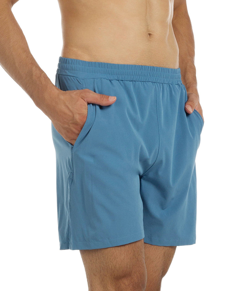 Running Shorts 6" Quick Dry Gym Athletic Workout Shorts for Men with Pockets Steal Blue