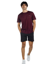 Men's Crew T-Shirt, Light Weight Dry-Fit Moisture Wicking Active Athletic Performance Burgundy