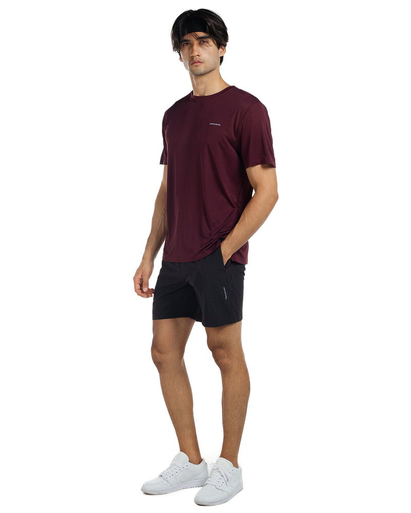 Men's Crew T-Shirt, Light Weight Dry-Fit Moisture Wicking Active Athletic Performance Burgundy