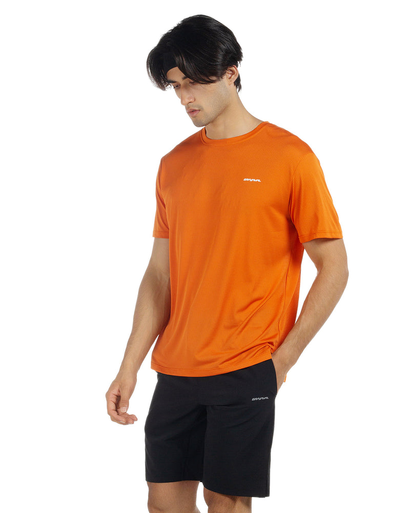 Men's Crew T-Shirt, Light Weight Dry-Fit Moisture Wicking Active Athletic Performance Burnt Orange