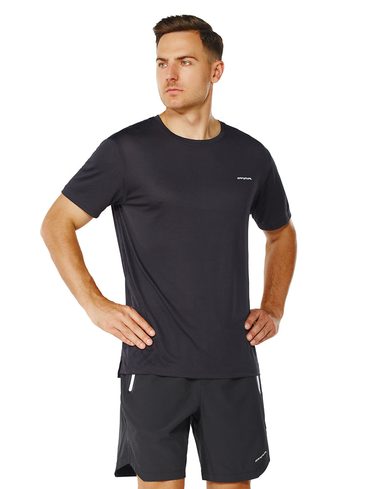 Men's Crew T-Shirt, Light Weight Dry-Fit Moisture Wicking Active Athletic Performance Graphite