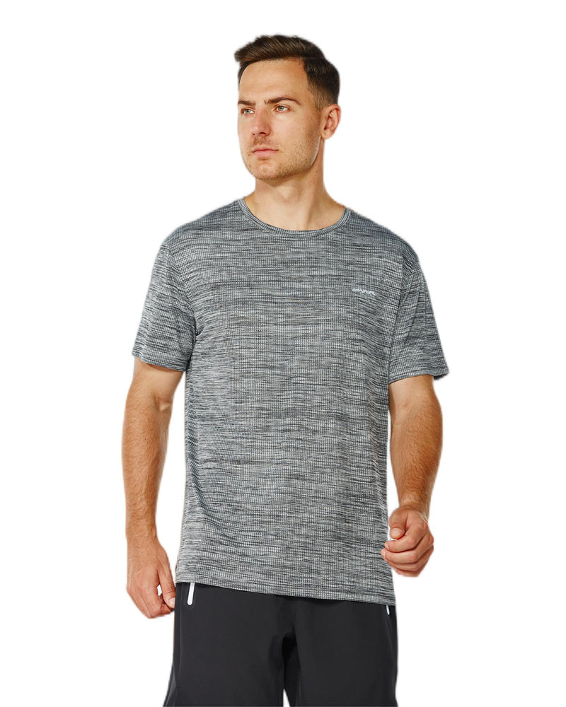 Men's Crew T-Shirt, Light Weight Dry-Fit Moisture Wicking Active Athletic Performance Black Melange