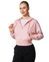 Women's Active Workout Long Sleeve Drawstring Full Zip Hooded Jacket Crop Sweatshirt