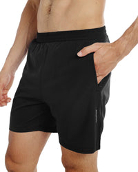 Running Shorts 6" Quick Dry Gym Athletic Workout Shorts for Men with Pockets Black