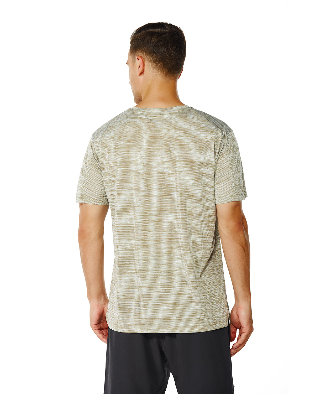 Men's Crew T-Shirt, Light Weight Dry-Fit Moisture Wicking Active Athletic Performance Light Green Melange