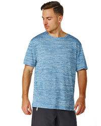 Men's Crew T-Shirt, Light Weight Dry-Fit Moisture Wicking Active Athletic Performance Dk Blue Melange