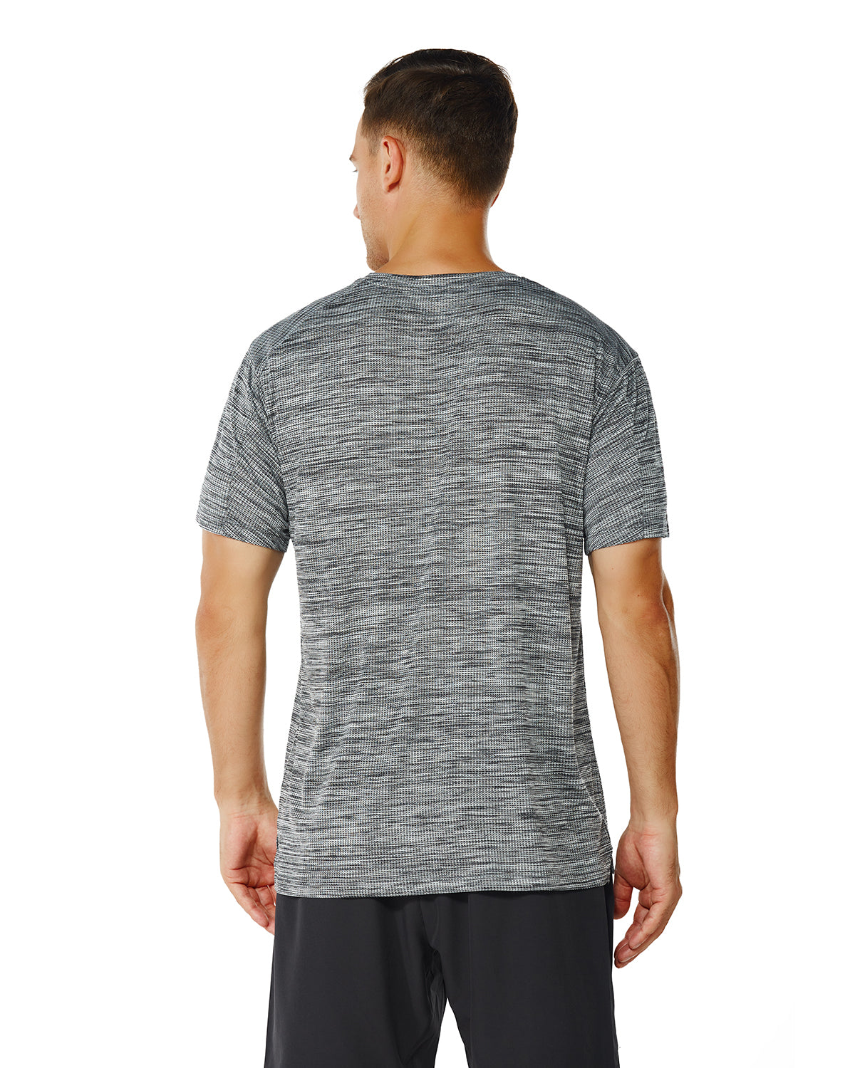 Men's Crew T-Shirt, Light Weight Dry-Fit Moisture Wicking Active Athletic Performance Black Melange