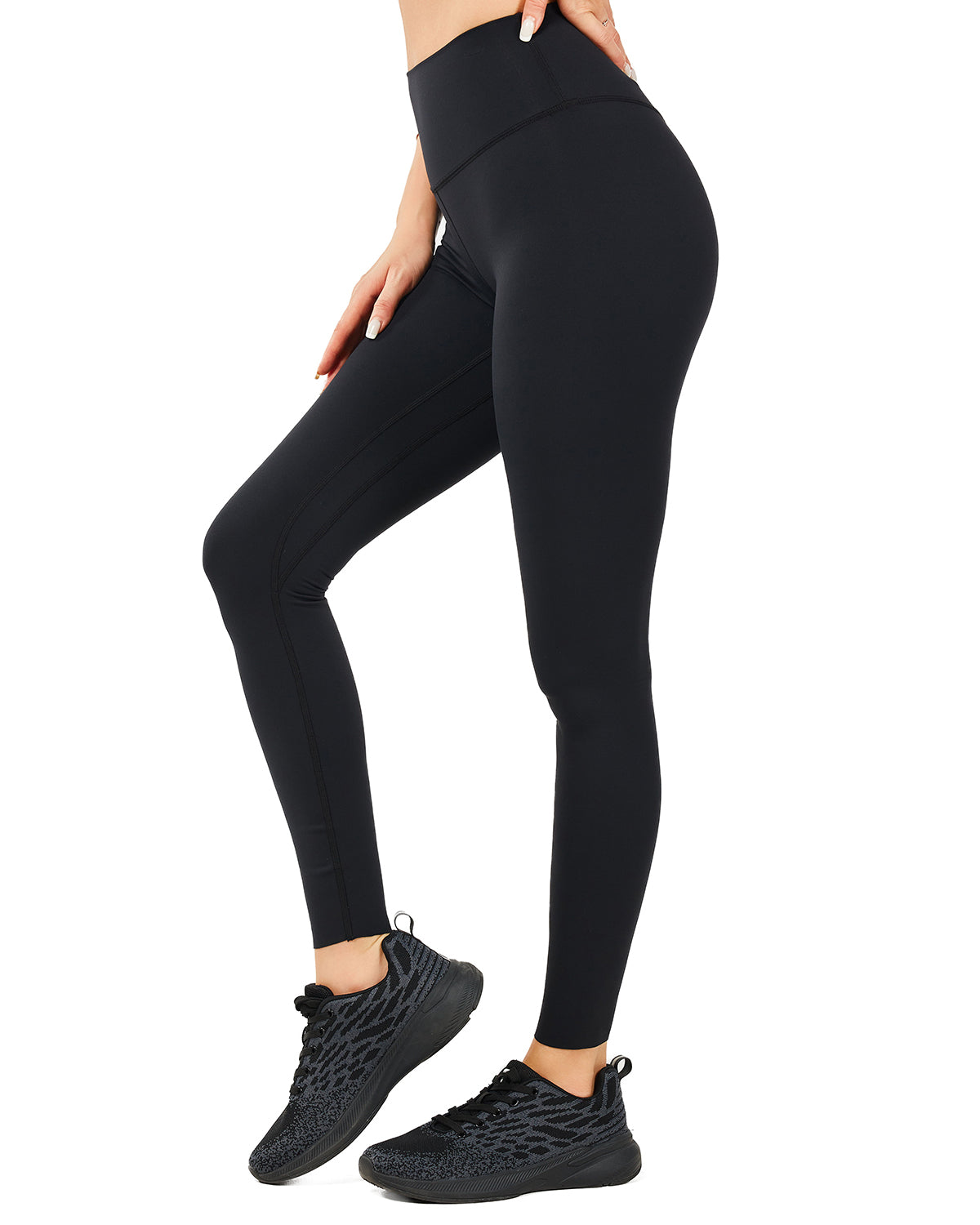 Women's High Waist Yoga Leggings, Sports Gym Workout Running Pants -Inseam 21" /25" /28"Black