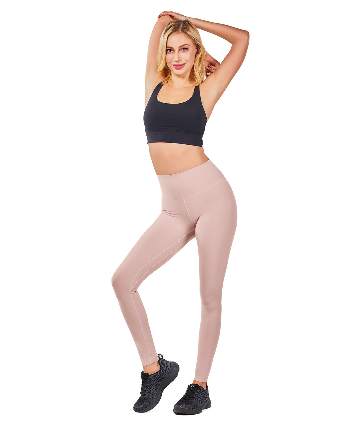 Women's High Waist Yoga Leggings, Sports Gym Workout Running Pants -Inseam 21" /25" /28"Pink