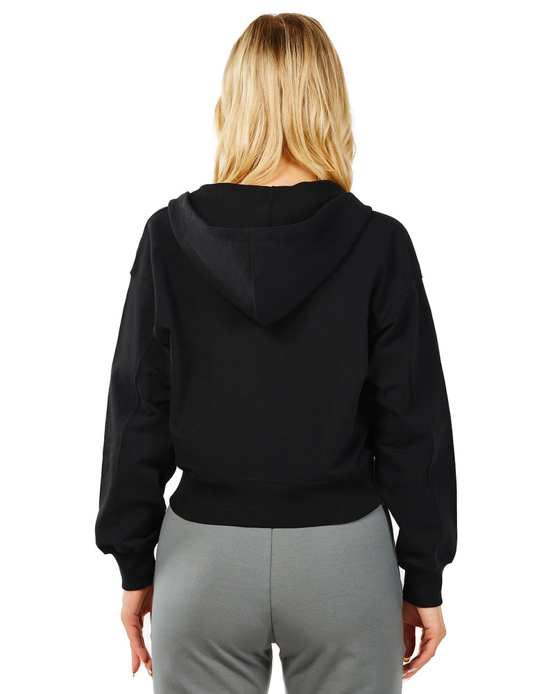 Women's Active Workout Long Sleeve Drawstring Full Zip Hooded Jacket Crop Sweatshirt