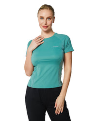 Womens Running T Shirts, Short Sleeves Crew Neck Tee Tops Athletic Workout Gym Yoga Sweatshirts Aqua Green