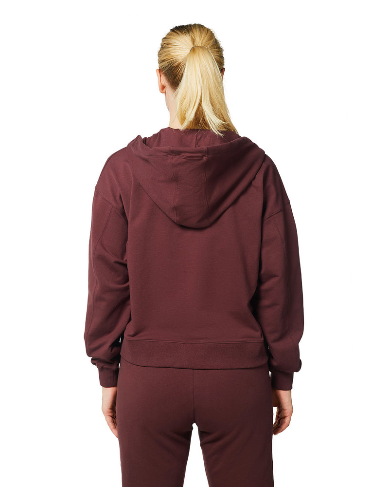 Women's Active Workout Long Sleeve Drawstring Full Zip Hooded Jacket Crop Sweatshirt with Kangaroo Hand Pockets