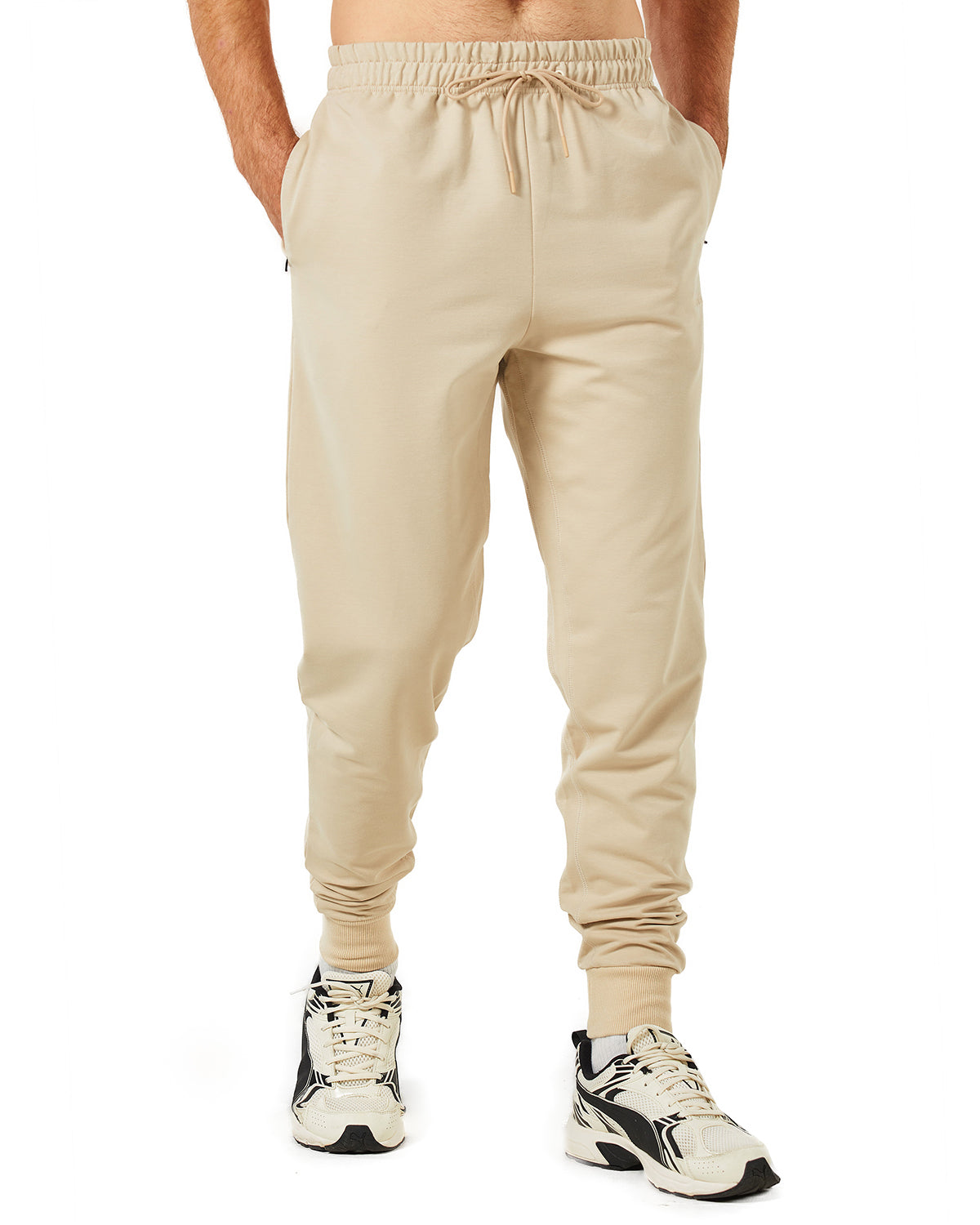 Men's Jogger Pants, Men's Gym Workout Comfortable Slim Fit Tapered Sweatpants with Zip Pocket