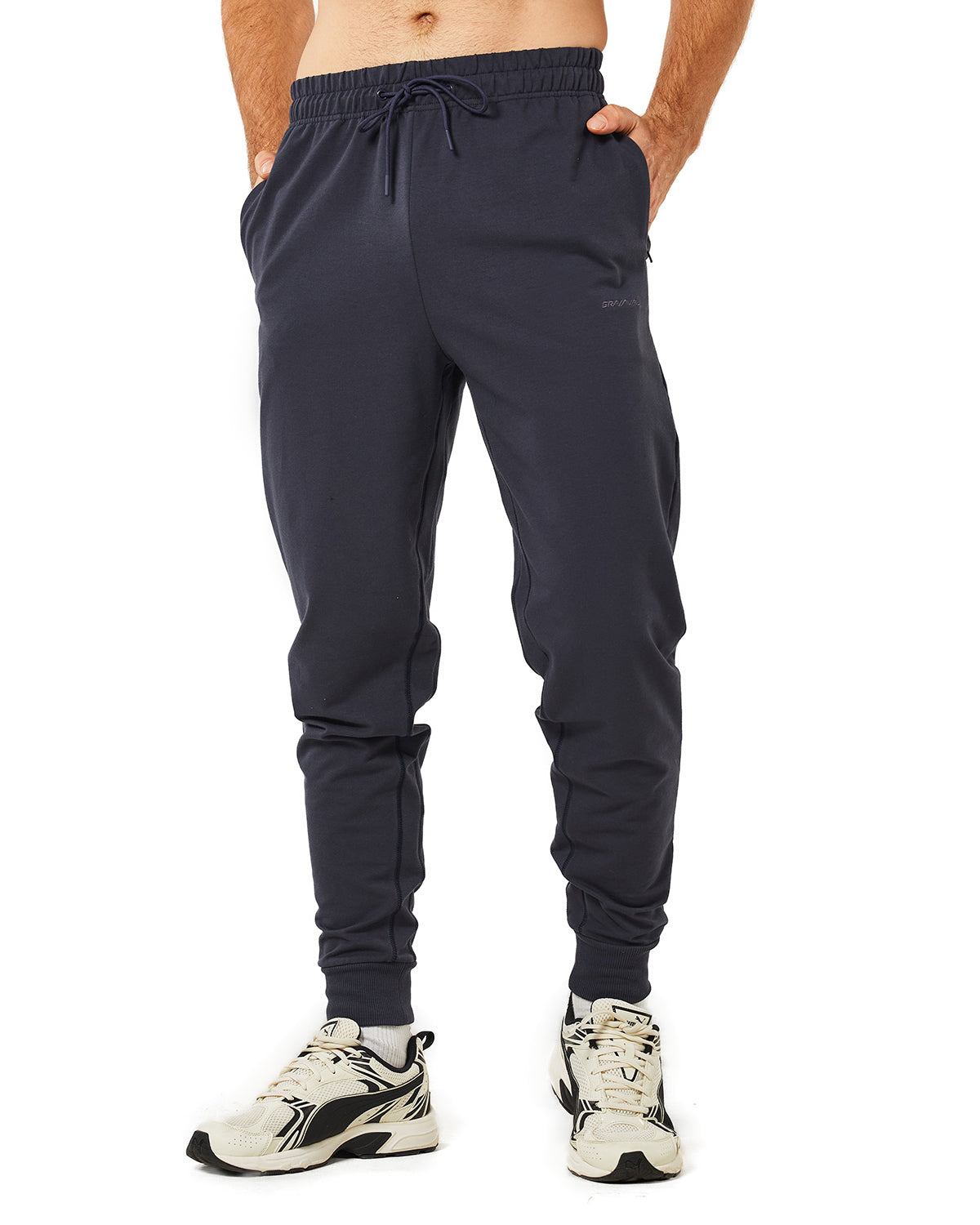 Men's Jogger Pants, Men's Gym Workout Comfortable Slim Fit Tapered Sweatpants with Zip Pocket