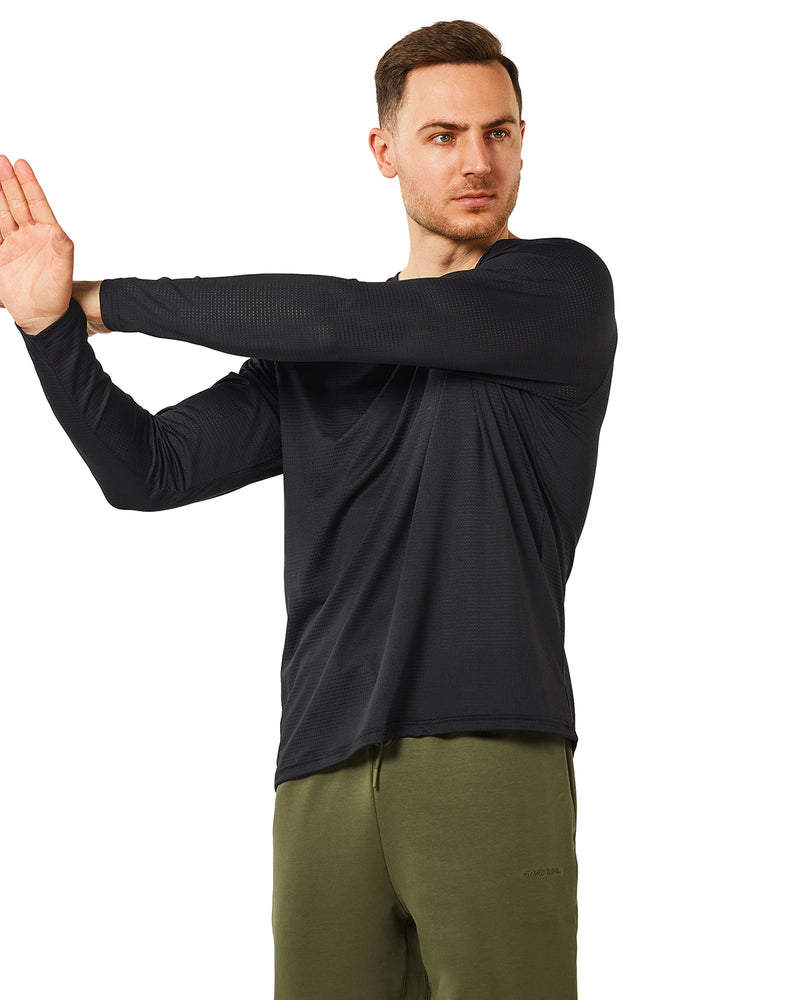 Running Shirts for Men Crew Neck Long Sleeve Quick Dry Gym Athletic Active T Shirt Moisture Wicking