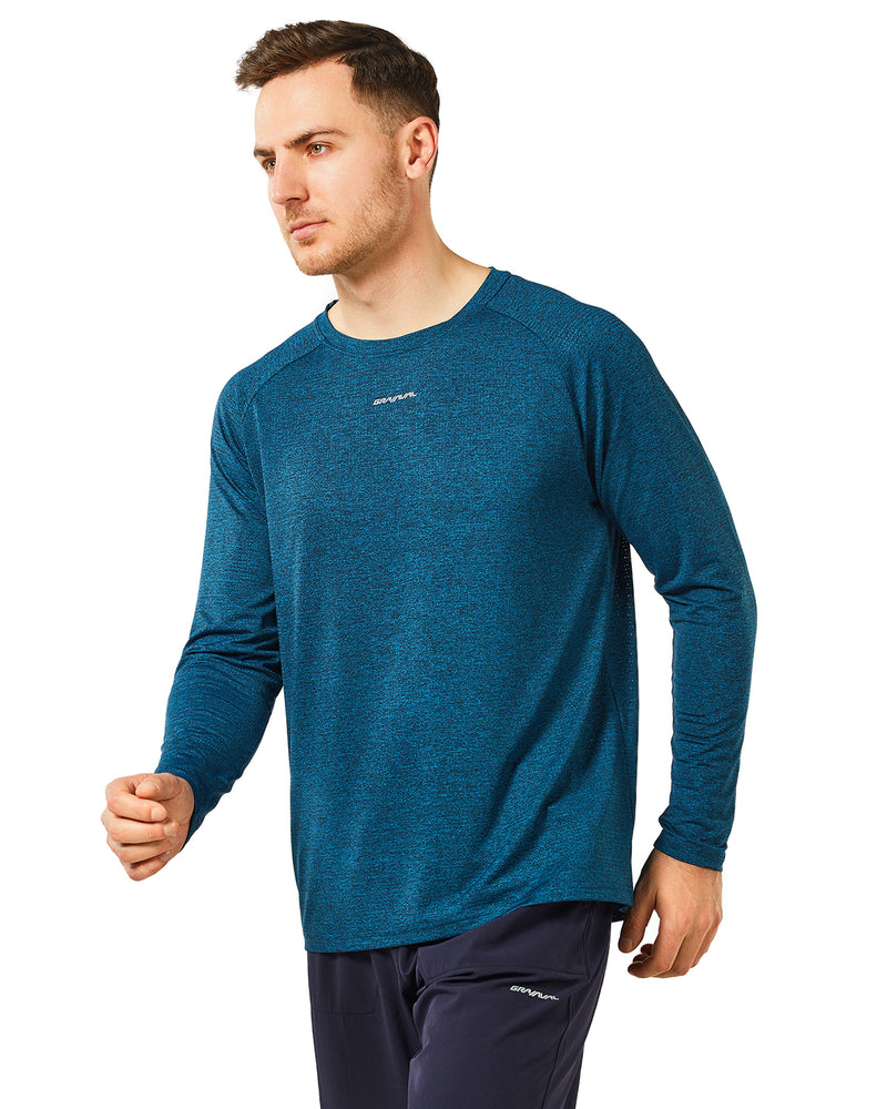 Running Shirts for Men Crew Neck Long Sleeve Quick Dry Gym Athletic Active T Shirt Moisture Wicking