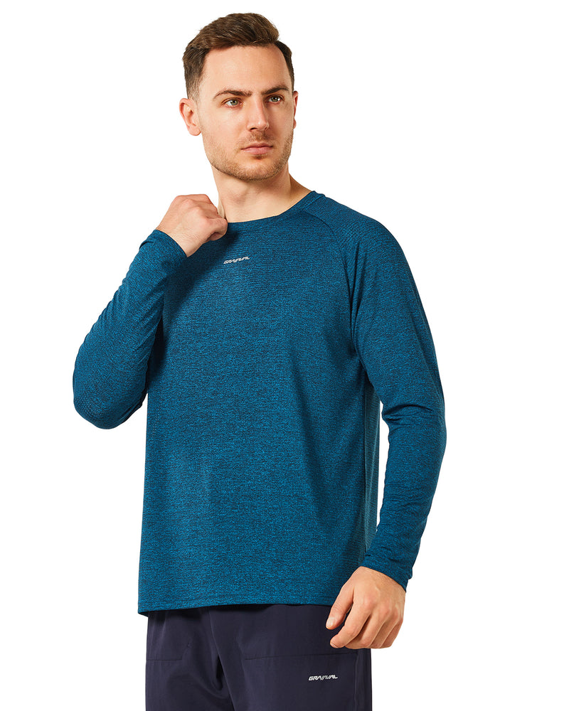 Running Shirts for Men Crew Neck Long Sleeve Quick Dry Gym Athletic Active T Shirt Moisture Wicking