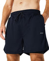 Men's 2 in 1 Workout Running Shorts Lightweight Quick Dry Training Yoga Gym Short with Zipper Pockets and Towel Loop