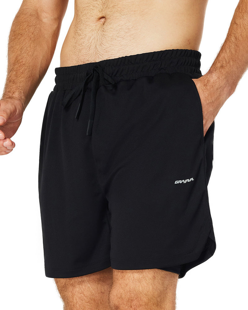 Men's 2 in 1 Workout Running Shorts Lightweight Quick Dry Training Yoga Gym Short with Zipper Pockets and Towel Loop