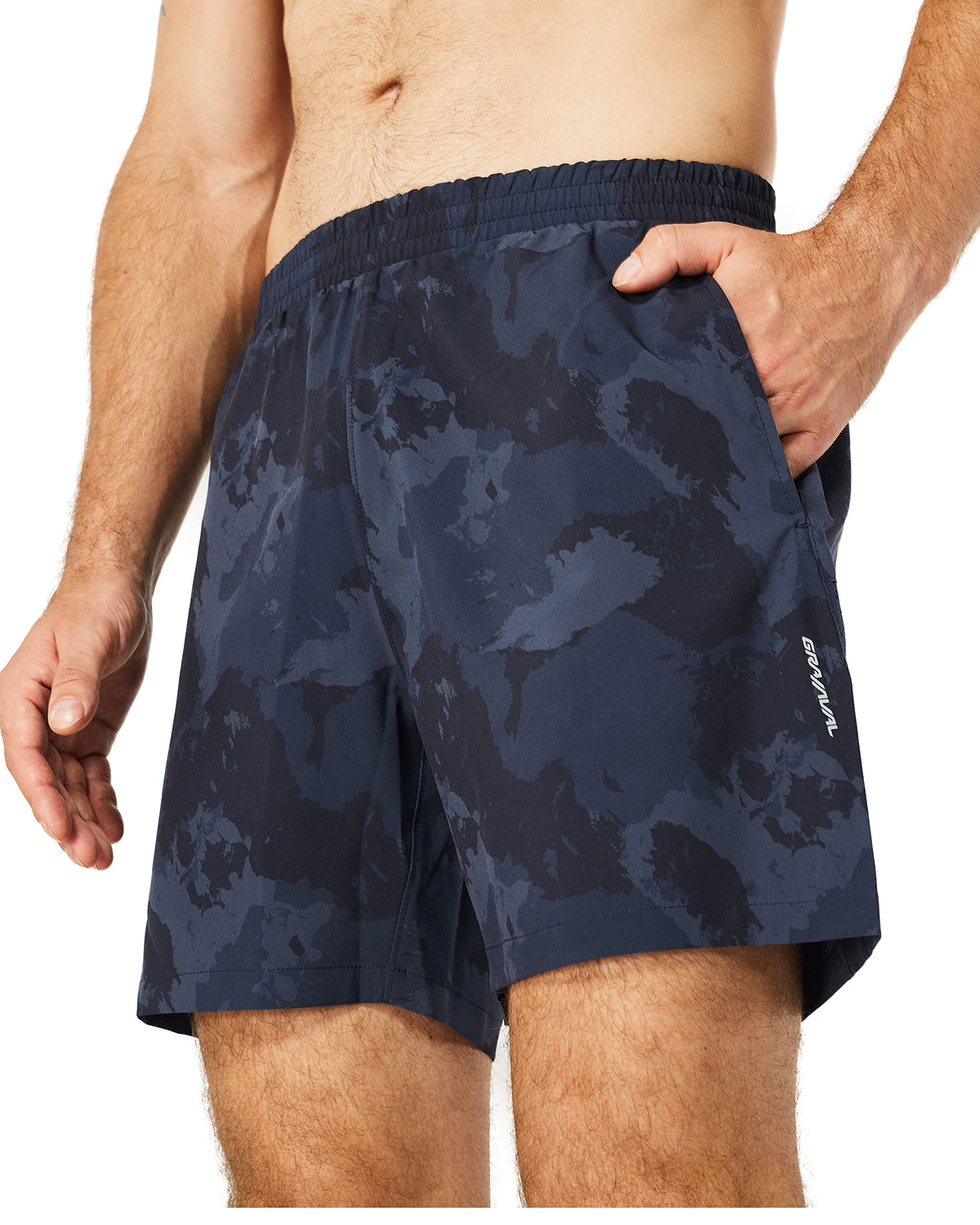 Running Shorts 6" Quick Dry Gym Athletic Workout Shorts for Men with Pockets Camo Black