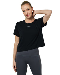 Womens Cropped T Shirts, Short Sleeves Crew Neck Tee Tops Athletic Workout Gym Yoga Sweatshirts