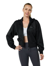 Women's Active Workout Long Sleeve Cropped Full Zip Up Hooded Hoodies Sweatshirts