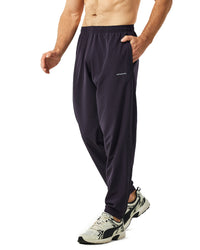 Mens 4-Way Stretch Comfy Athletic Pants Open Bottom - Track Hiking Golf Gym Workout Jogger Pants with Pockets