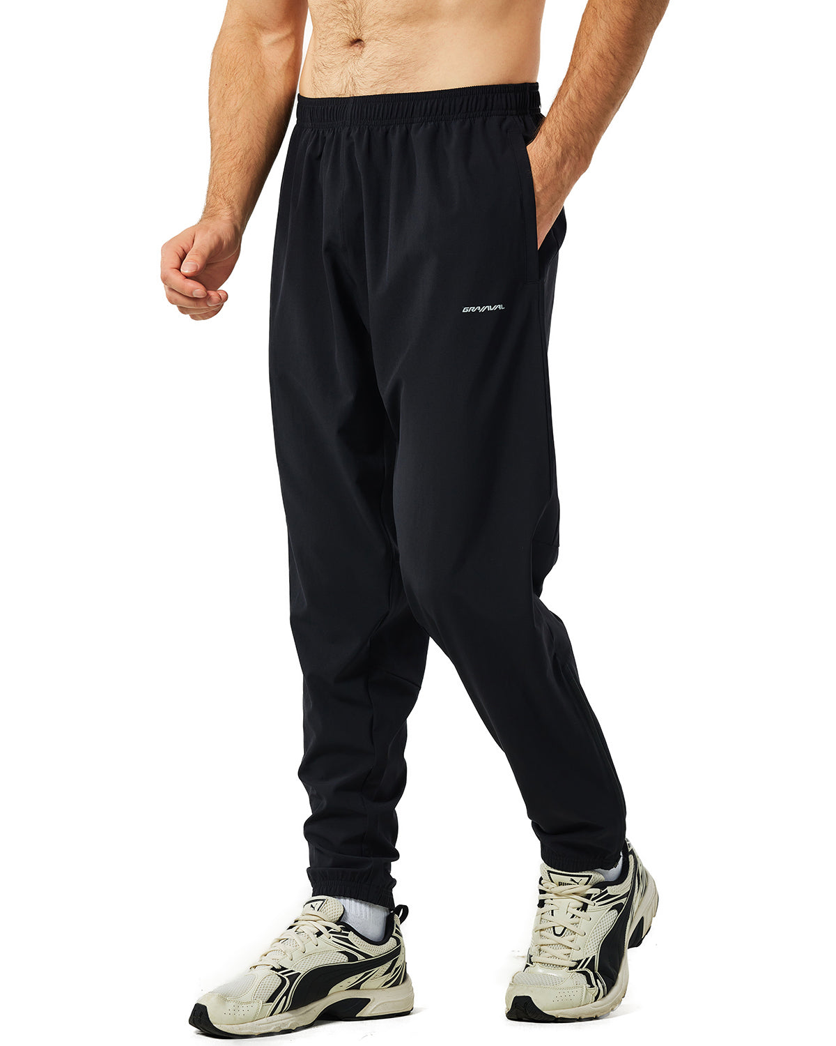 Mens 4-Way Stretch Comfy Athletic Pants Open Bottom - Track Hiking Golf Gym Workout Jogger Pants with Pockets